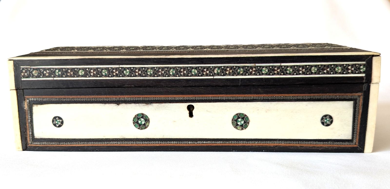 Antique Islamic Anglo Indian Sadeli Micro Mosaic Jewellery Box photo for sale
