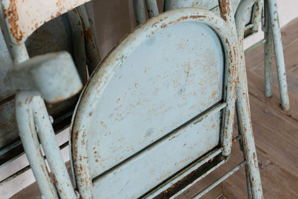 435.0 Set Of 6 Vintage French Folding Chairs photo