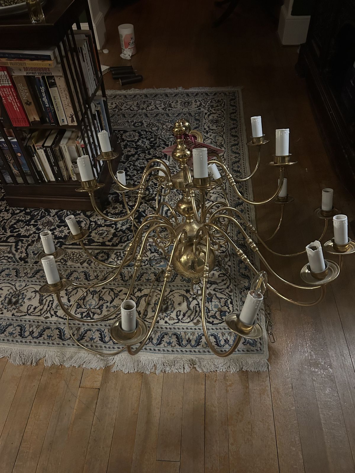 Large Flemish Style Chandelier, 18 Arms, Electric, Brass photo furniture