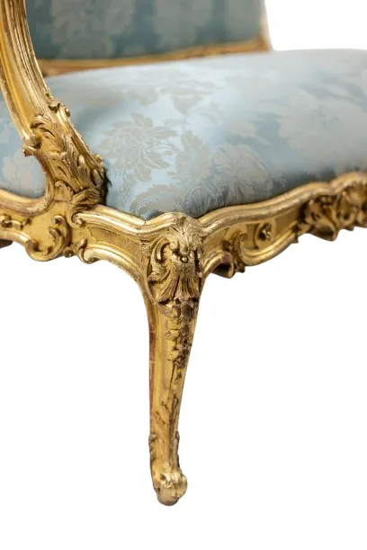 Furniture Louis XV Style Living Room With Gilded Wood Frame. Circa 1880. photo