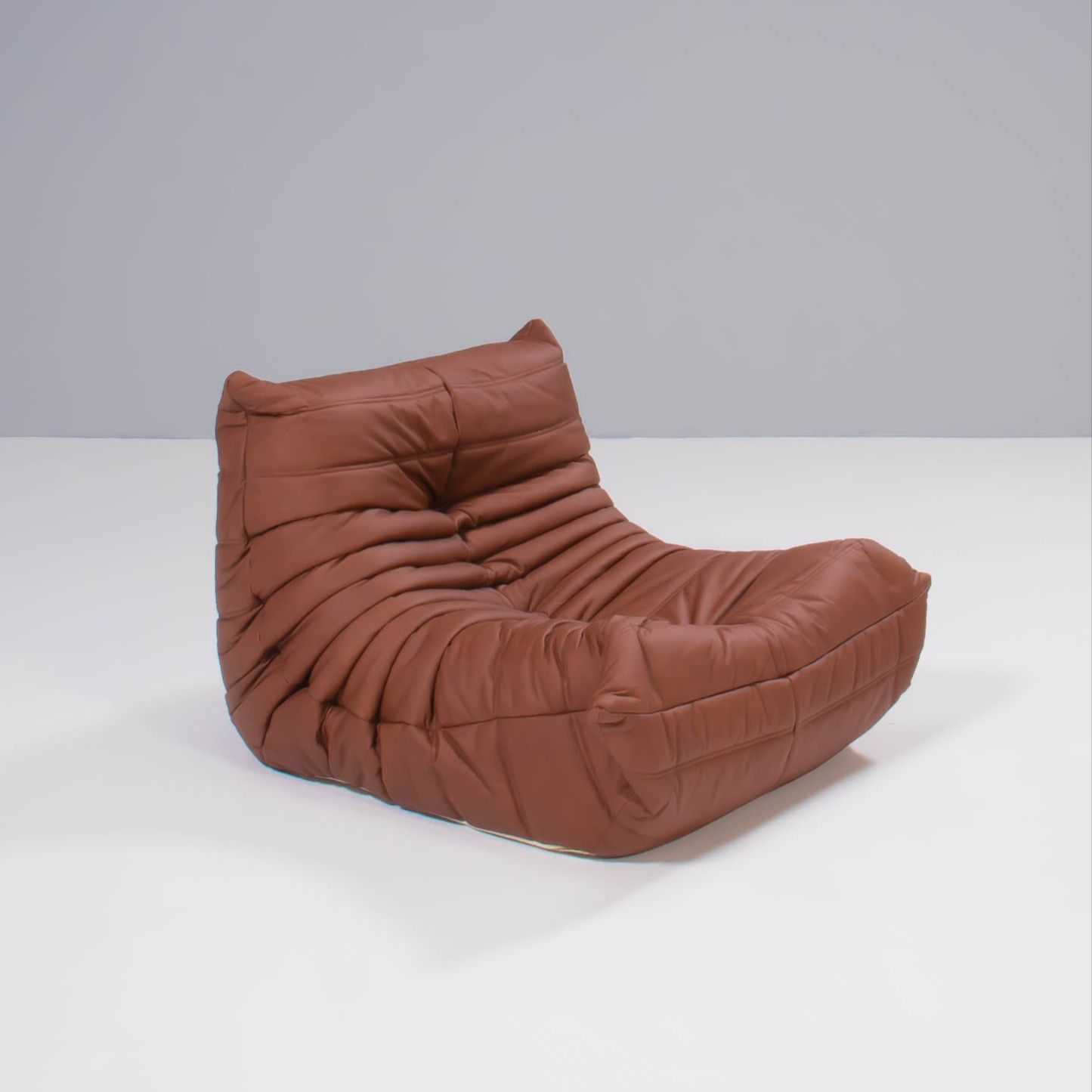 Ligne Roset By Michel Ducaroy Togo Brown Leather Modular Sofa And Footstool, Set Of Five photo for sale