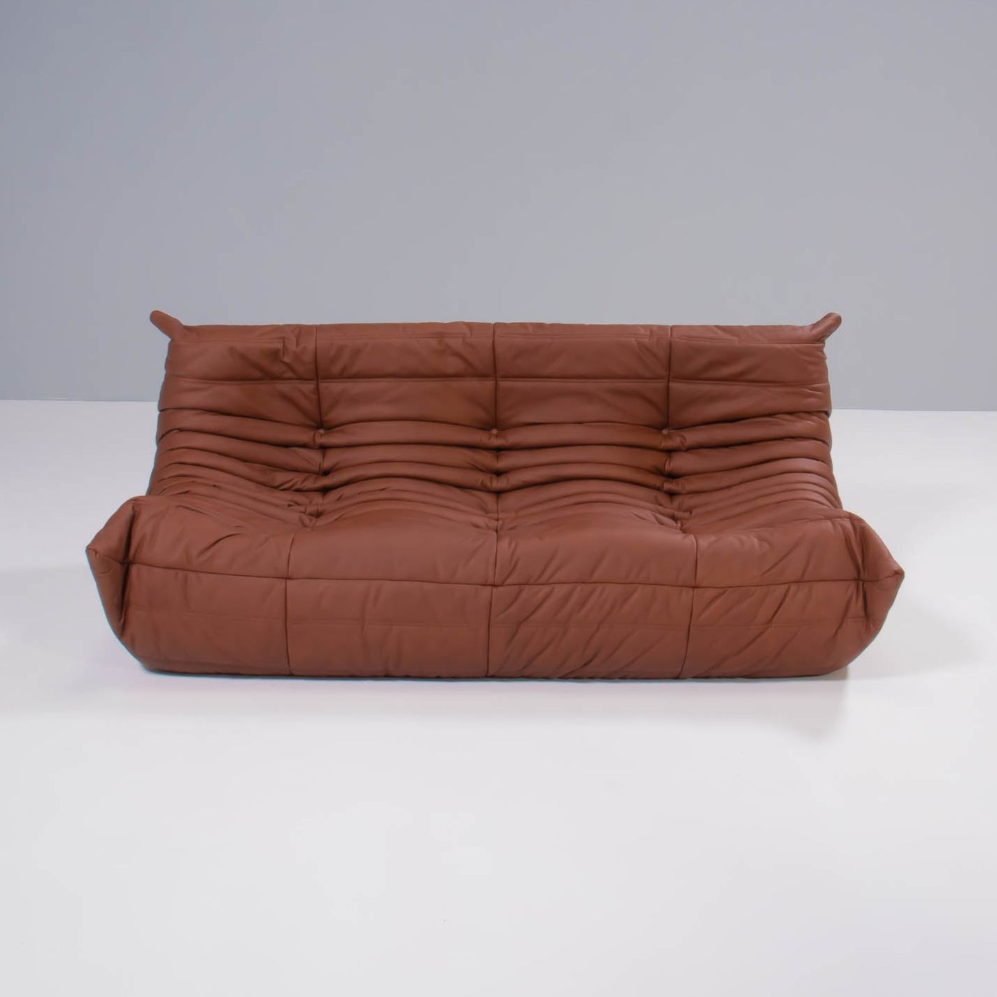 Ligne Roset By Michel Ducaroy Togo Brown Leather Modular Sofa, Set Of Three photo vinterior