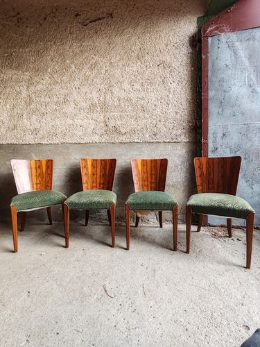 Dining Chairs Vintage X 4 Jindtich Halabala, Beech, Walnut Czech 1940s  Art Deco