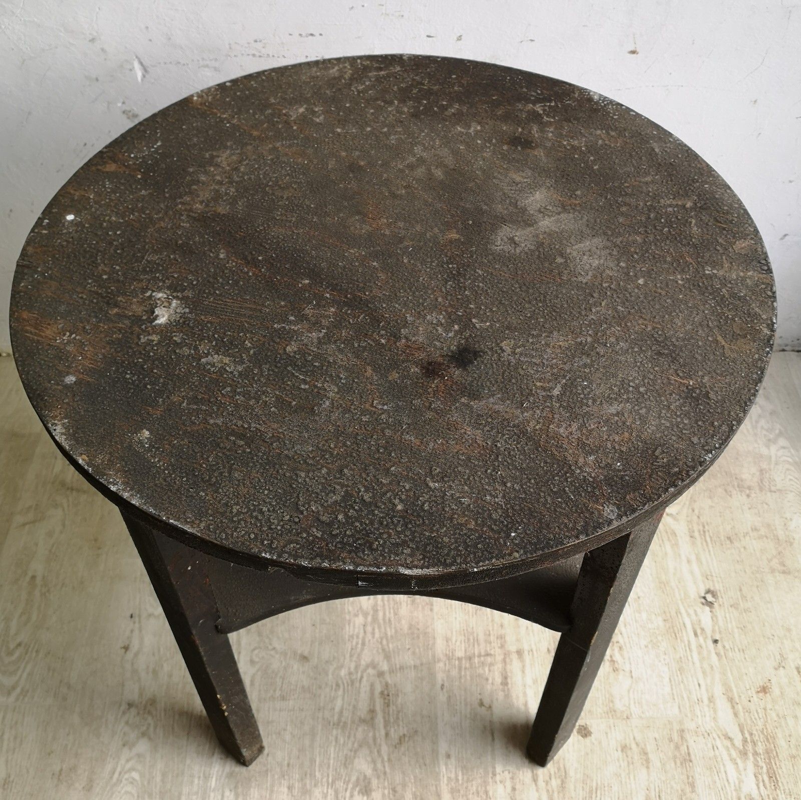 Set Of 2 Old Primitive Wooden Circular Tables Shabby Scratch Built, Atmospheric photo buy