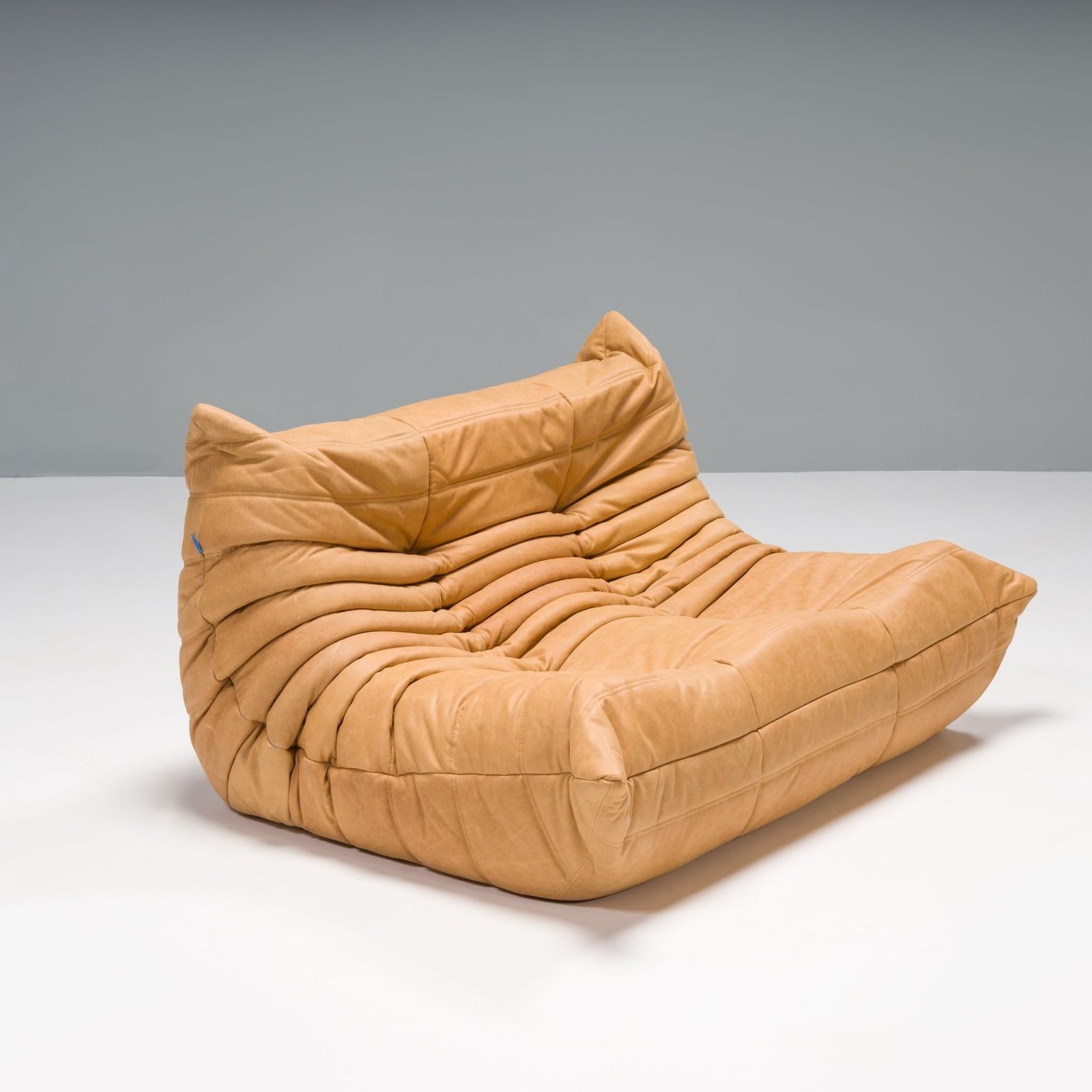 Ligne Roset By Michel Ducaroy Camel Brown Leather Togo, Set Of Three photo Furniture
