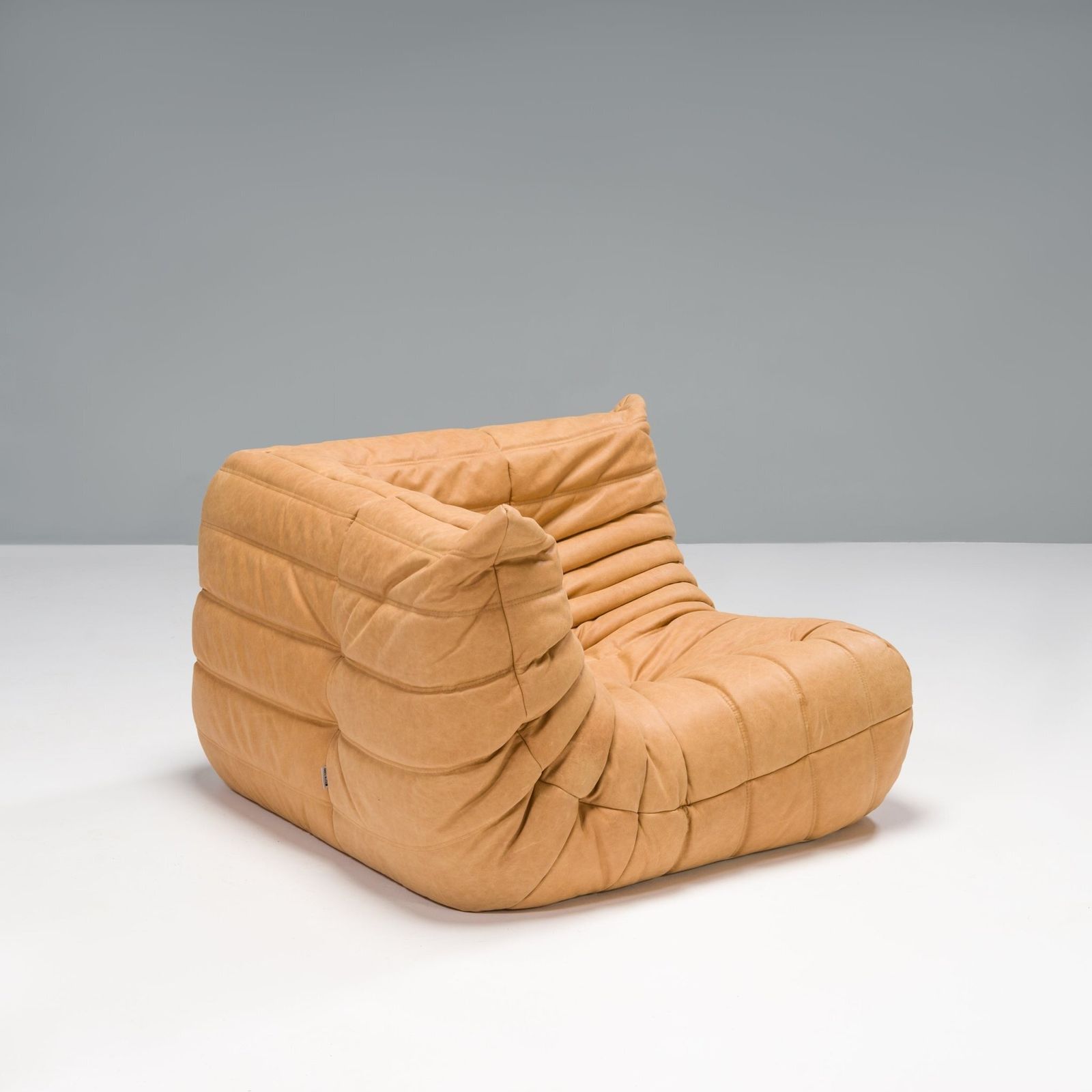 photo for sale Ligne Roset By Michel Ducaroy Camel Brown Leather Togo, Set Of Three