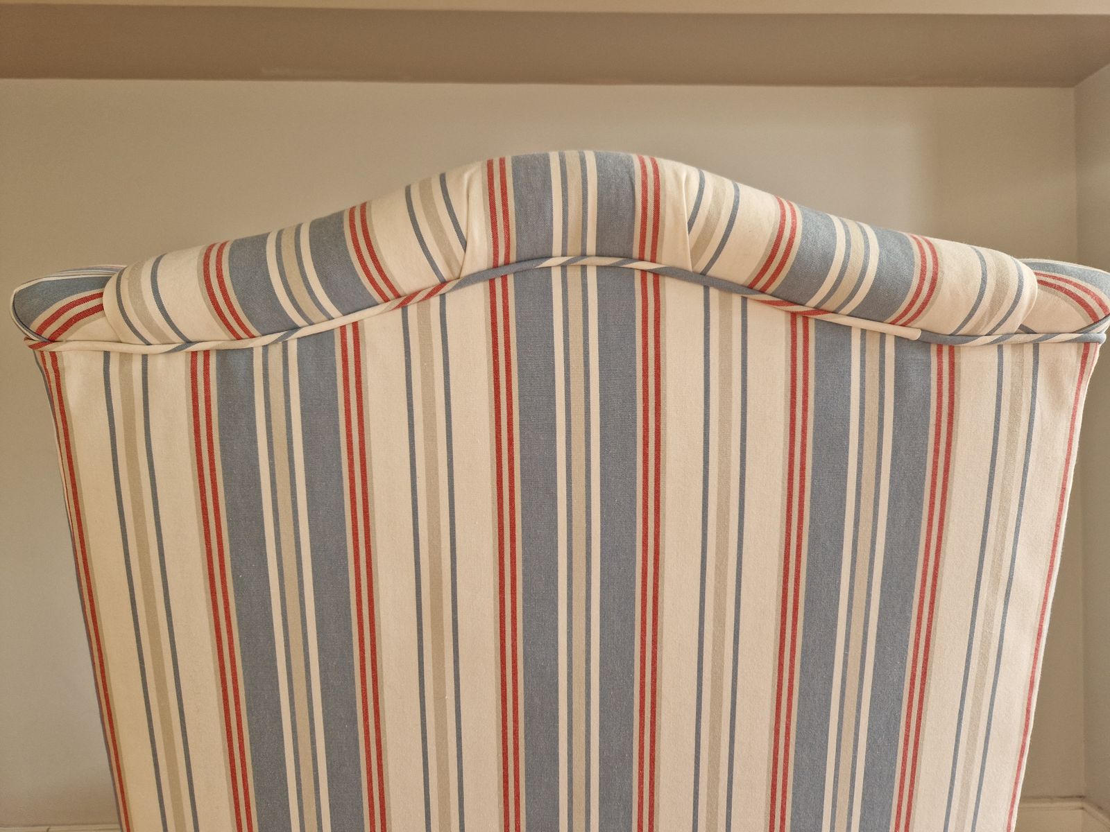 Exquisite Wingback Armchair In Jane Churchill Red And Blue Stripes photo Furniture