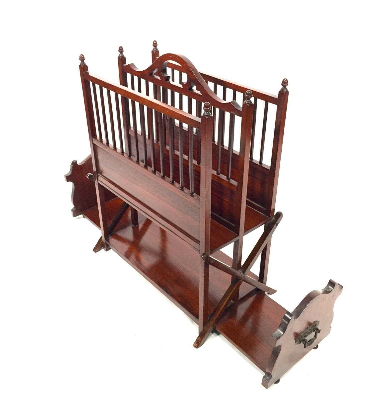 365.0 Antique Tabletop High Quality Mahogany Canterbury & Book Slide Combination C1900 photo