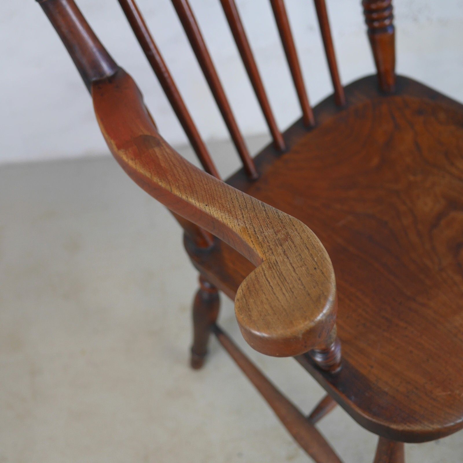 Antique Elm & Beech Windsor Armchair Grandfather Chair Country House #102811 photo for sale