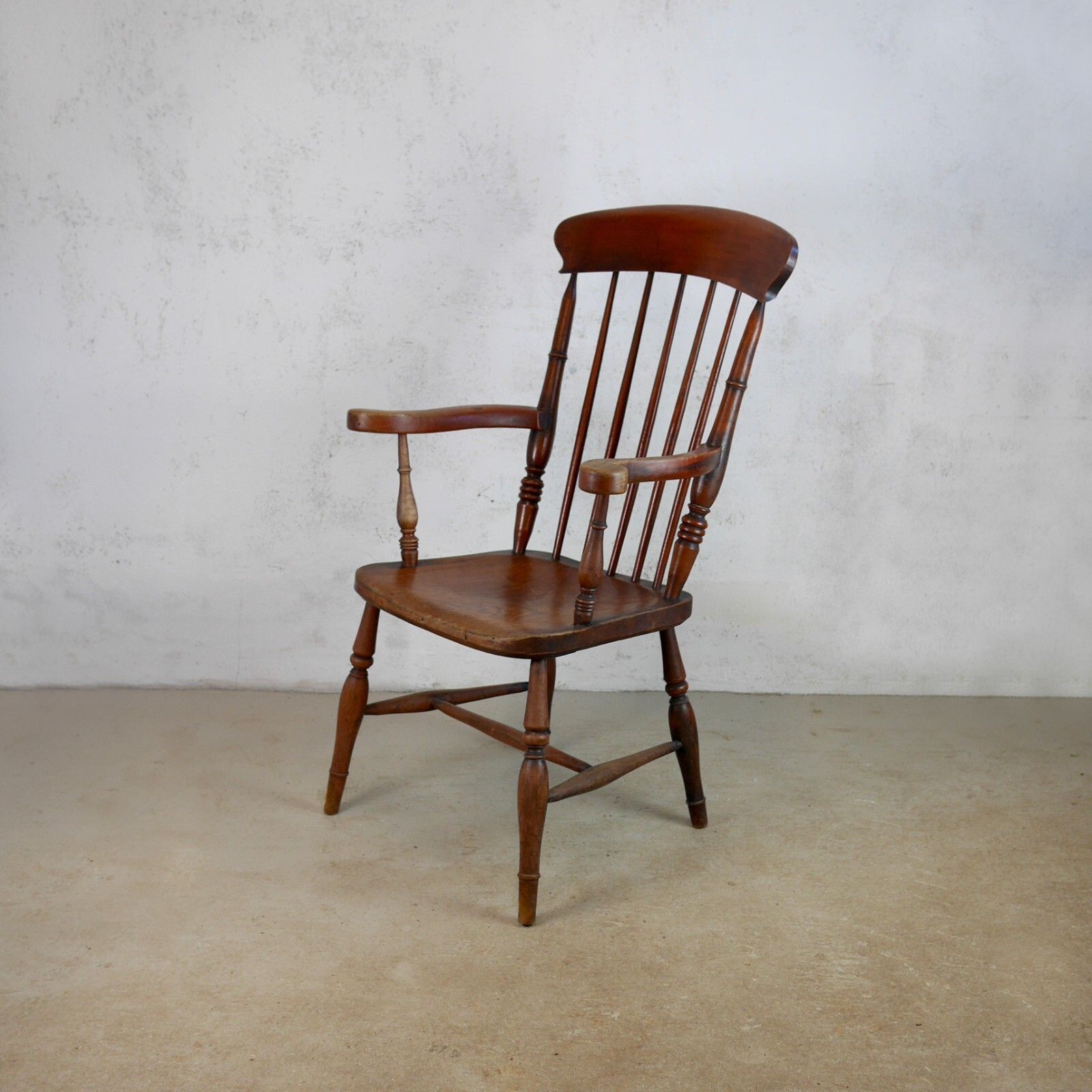 Furniture Antique Elm & Beech Windsor Armchair Grandfather Chair Country House #102811 photo