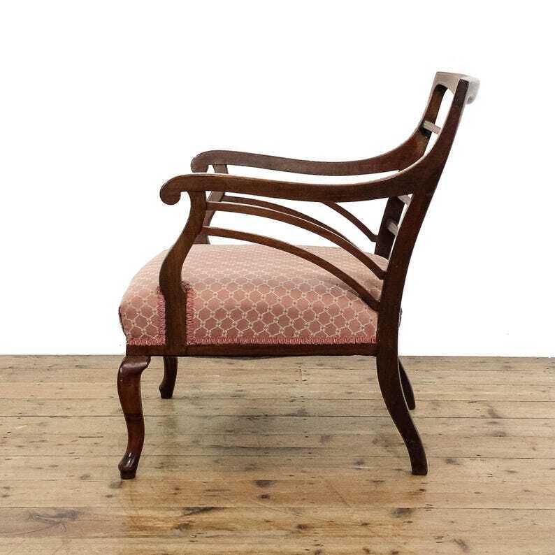 Antique Edwardian Mahogany Upholstered Armchair | Captain's Armchair | Antique Armchair | Antique Seating | Home Office (M 5907) photo 595.0