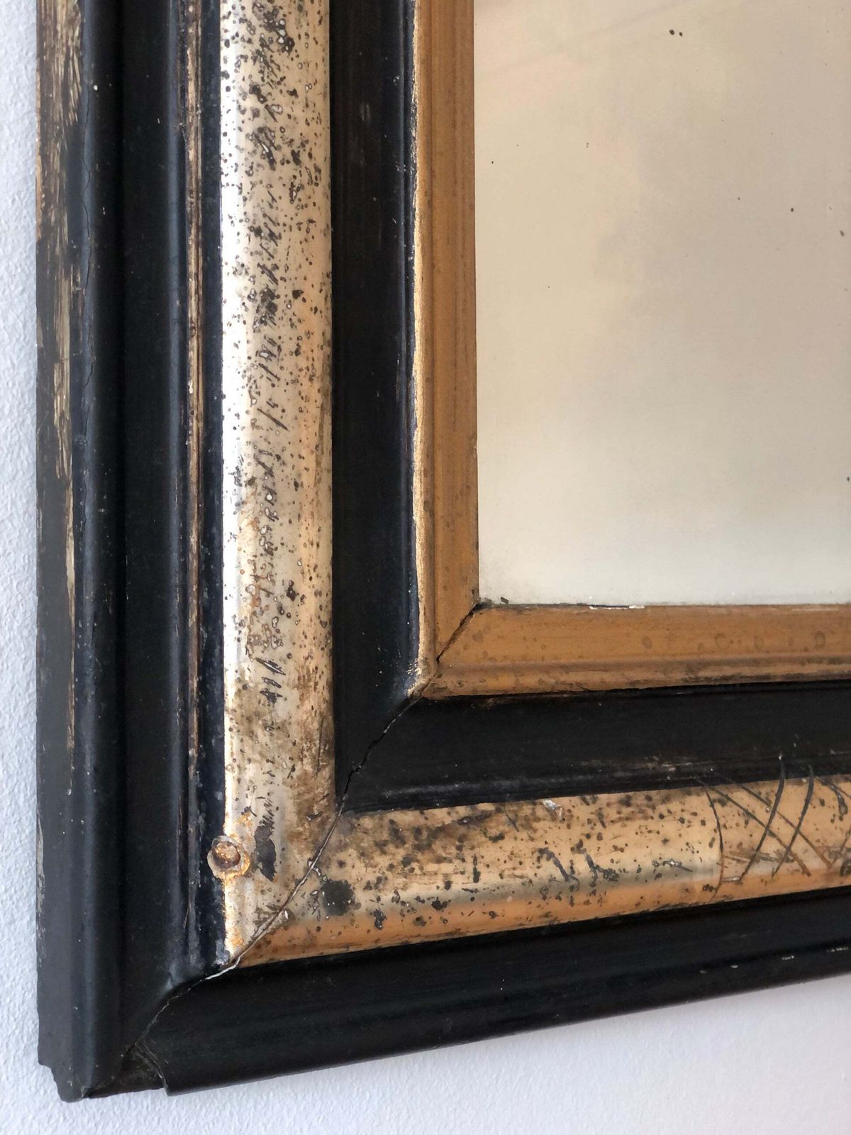 Antique French Louis Philippe Silvered Giltwood Mirror – Late 19th Century photo buy