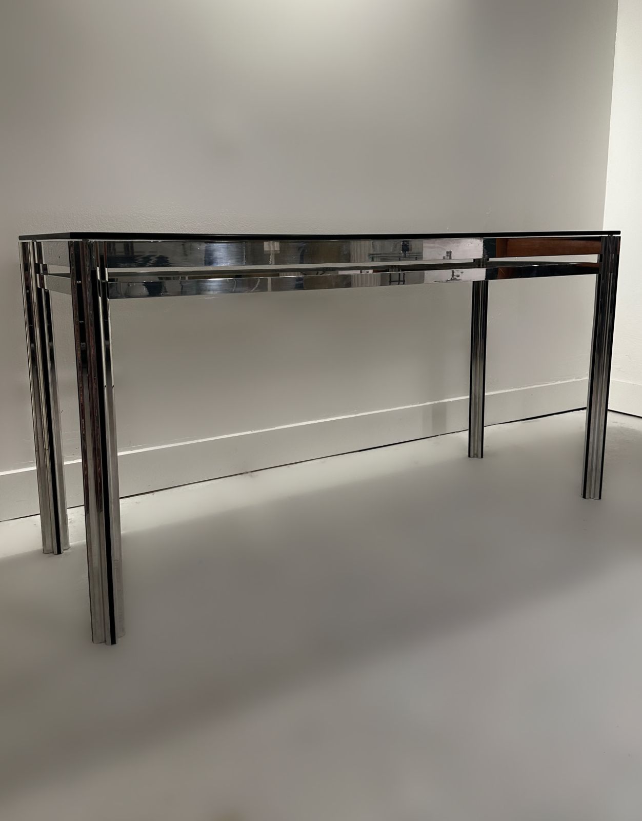George Ciancimino Console In Chrome And Smoked Glass, 1970 photo 645.0