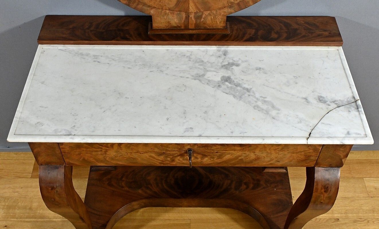 Mahogany Burl Dressing Table, Restoration Period – Early 19th Century photo vinterior