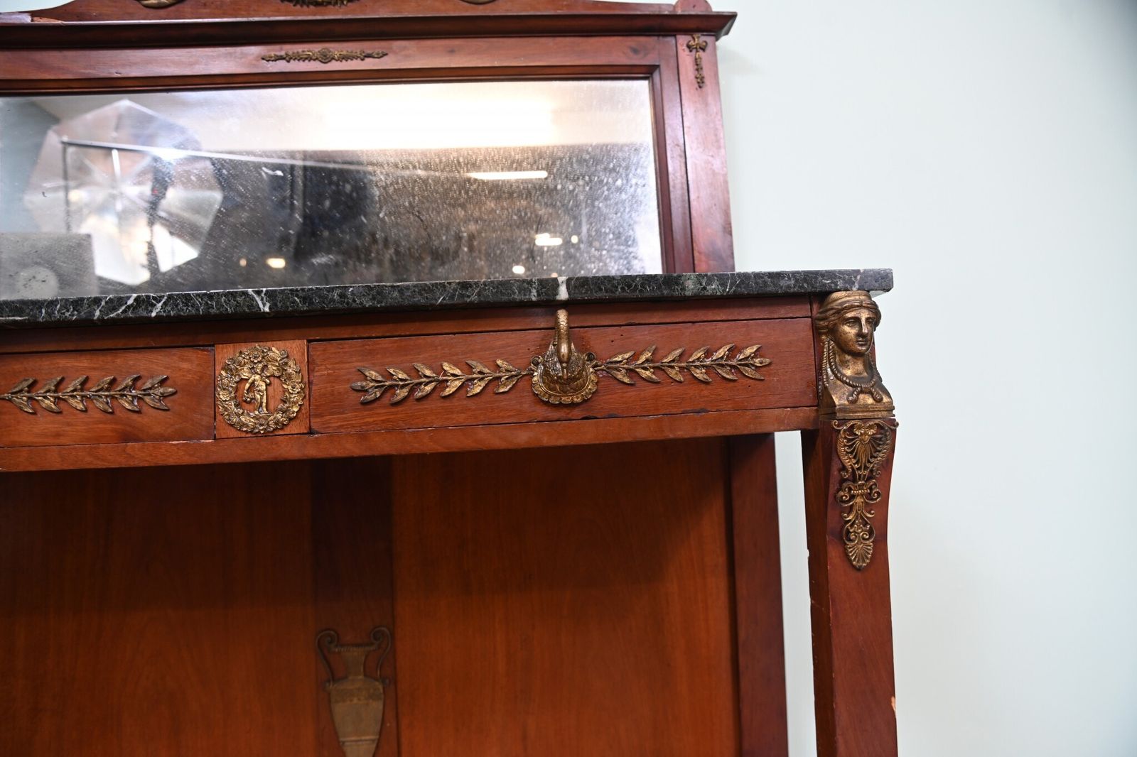French Empire Chiffonier Cabinet Mahogany Napoleon III 1890 photo vintage