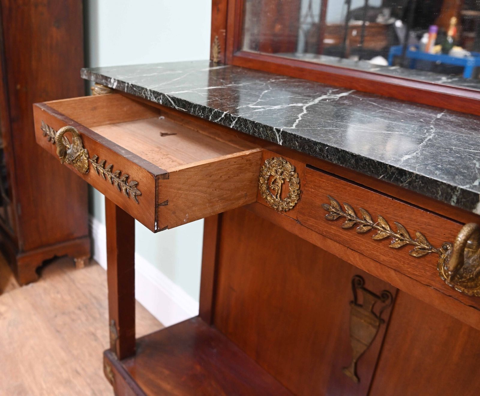 photo vinterior French Empire Chiffonier Cabinet Mahogany Napoleon III 1890