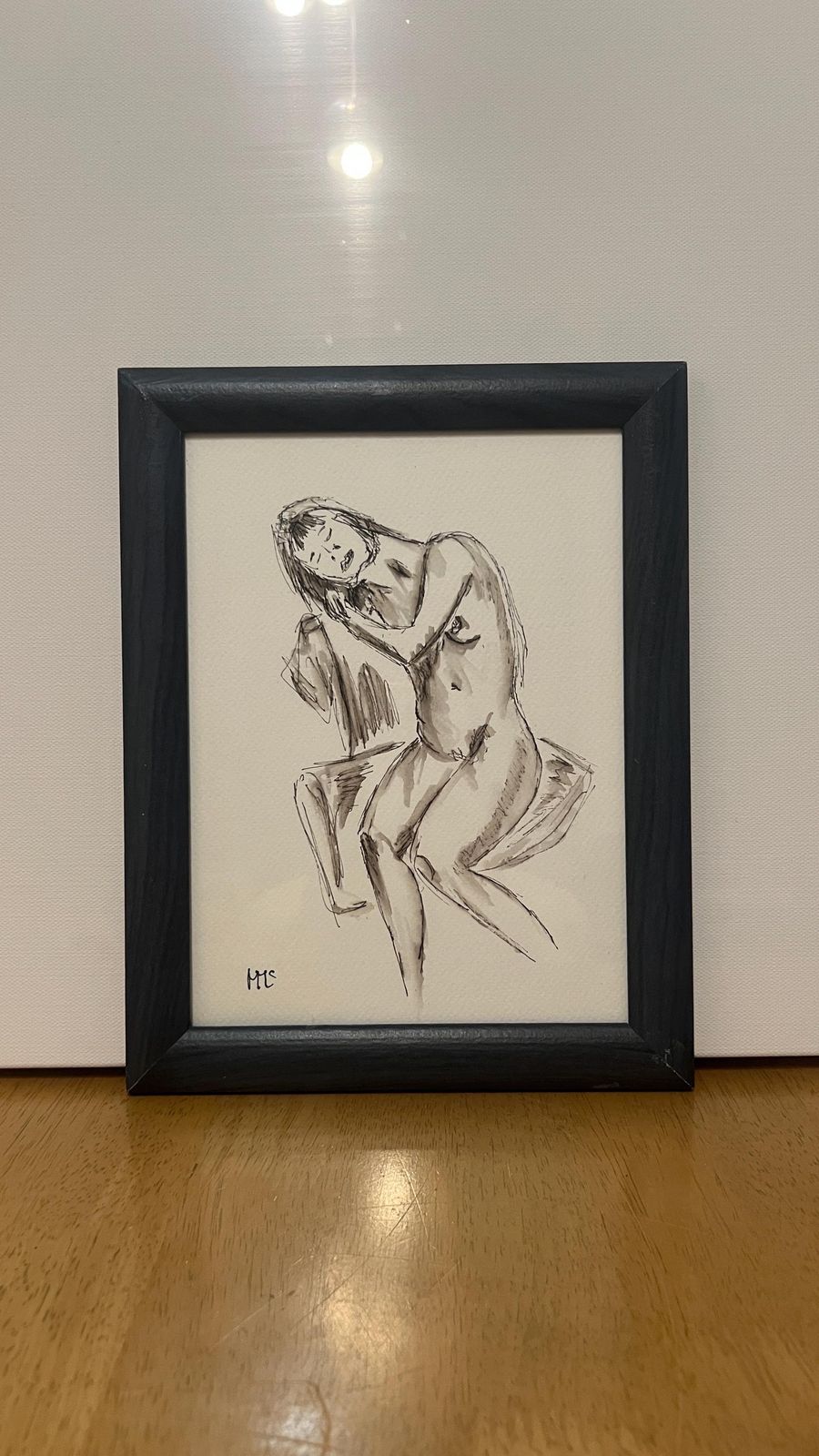 Original Contemporary Nude Study By Margaret Mcandrew – Pen And Watercolour photo furniture