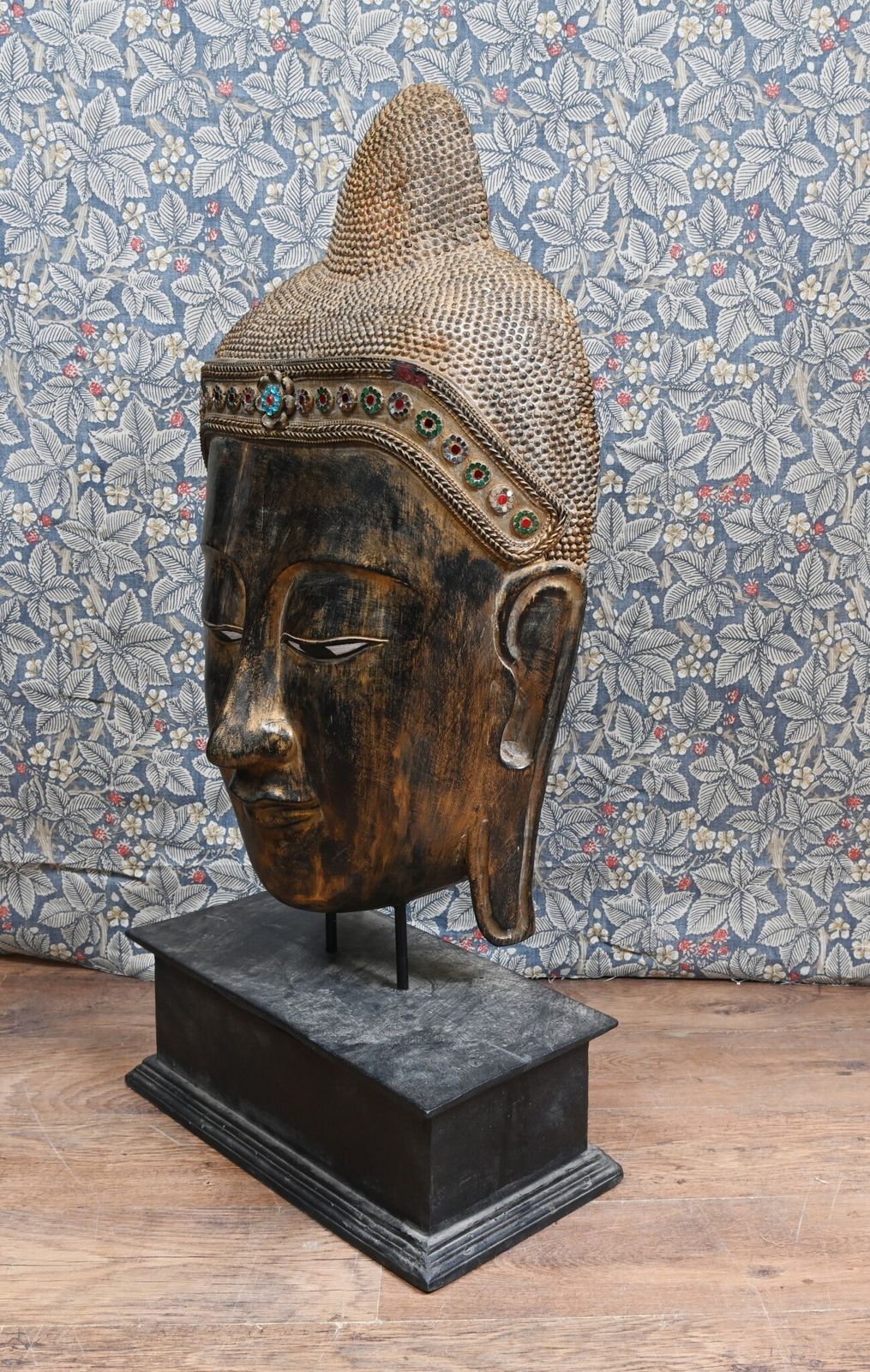 Vintage Burmese Buddha Bust Buddhism Mask Namaste 1930 photo Art