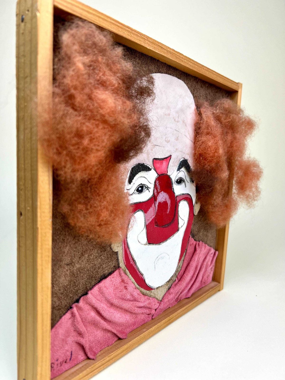 Original Clown Portrait Framed Picture, Circus Folk Art. photo 136.0