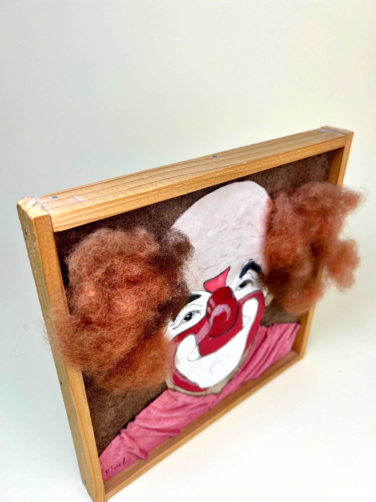 Original Clown Portrait Framed Picture, Circus Folk Art. photo buy