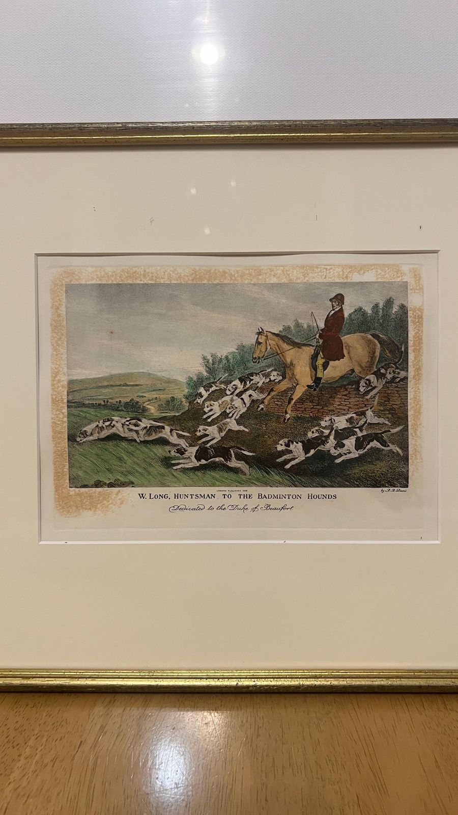 1836 Antique Lithograph By R. B. Davis – W. Long, Huntsman To The Badminton Hounds photo furniture