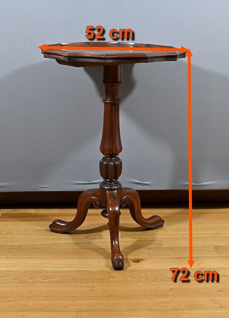 Furniture Mahogany Tripod Pedestal Table, Louis Philippe Style – 2nd Half Of The 19th Century photo