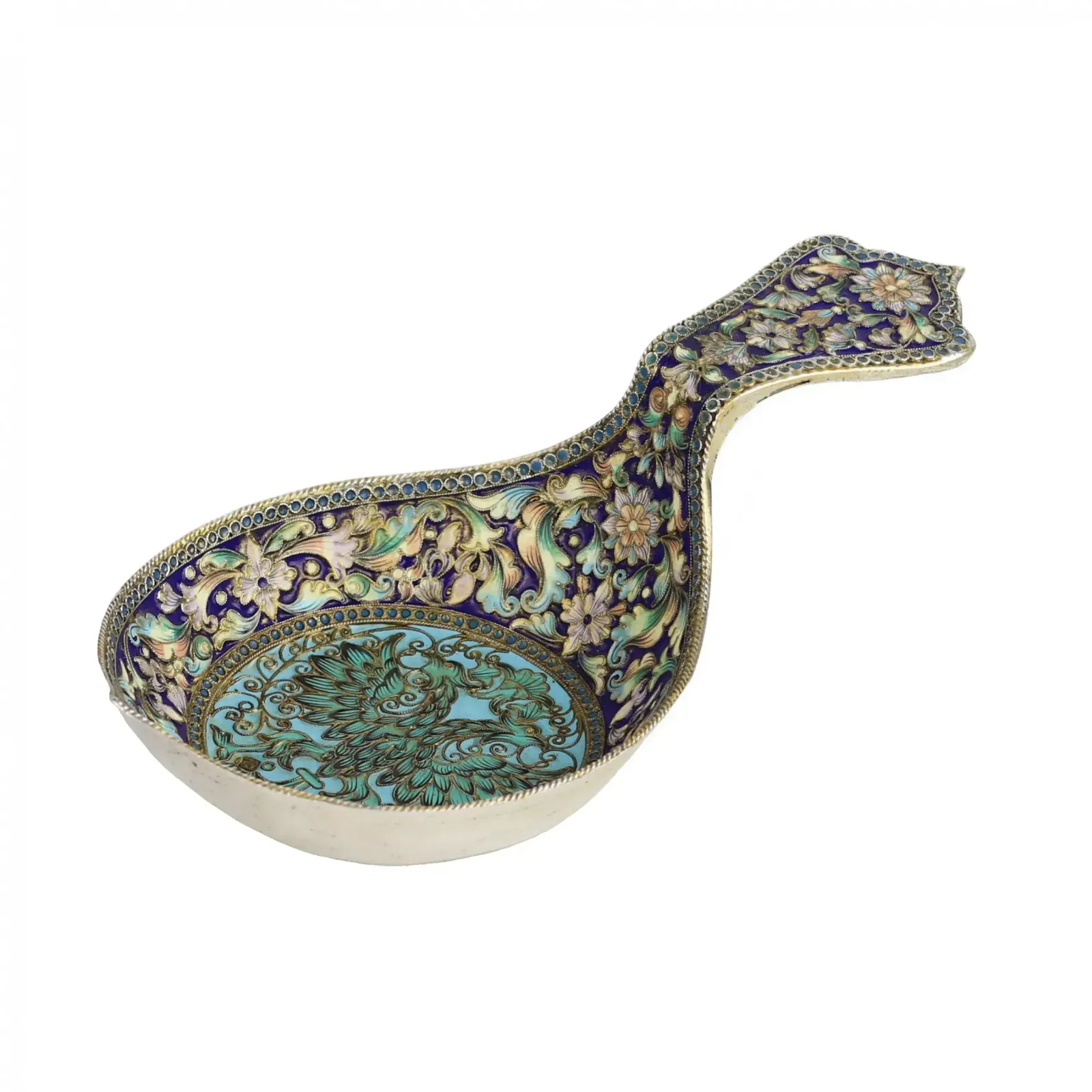 Silver Ladle With Enamel. St. Petersburg, Last Quarter Of The 19th Century.