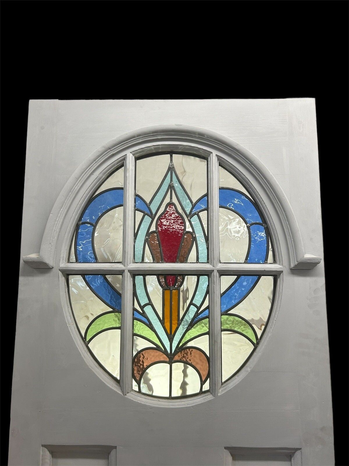 Art Deco Front Door Period Stained Glass Old Reclaimed Antique Lead Wood 20s 30s photo for sale