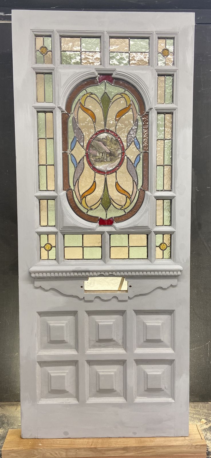 Edwardian Front Door Period Stained Glass Old Reclaimed Antique Lead Wood Refurb