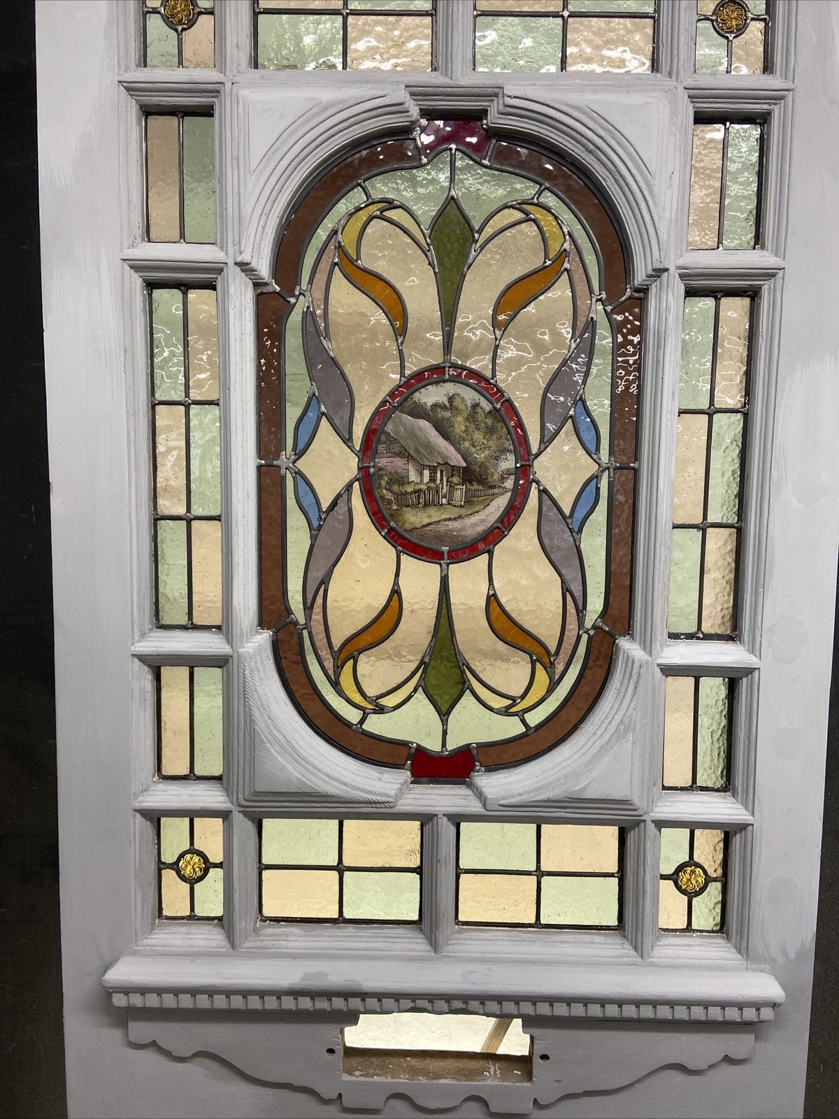 Edwardian Front Door Period Stained Glass Old Reclaimed Antique Lead Wood Refurb photo Home Fixtures