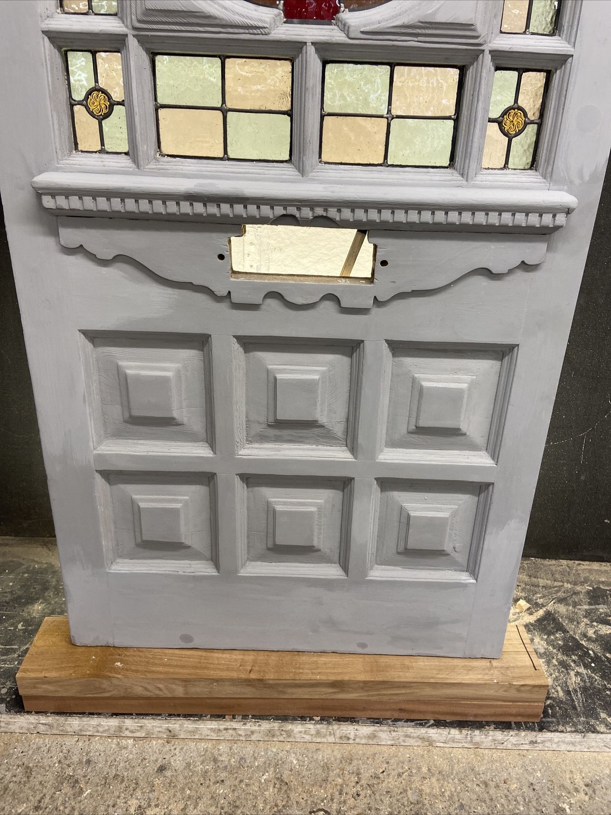 Edwardian Front Door Period Stained Glass Old Reclaimed Antique Lead Wood Refurb photo vinterior