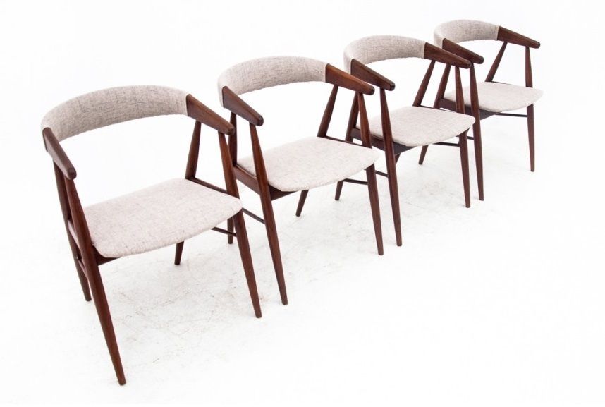 Four Teak Chairs By Ejner Larsen & Aksel Bender Madsen, Denmark, 1960s, After Restoration photo vintage