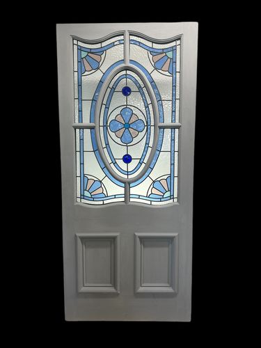 Victorian Stained Glass Front Door Old Antique Period Reclaimed Leaded Wood