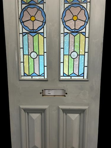 Victorian Stained Glass Front Door Old Antique Period Reclaimed Leaded Wood photo buy