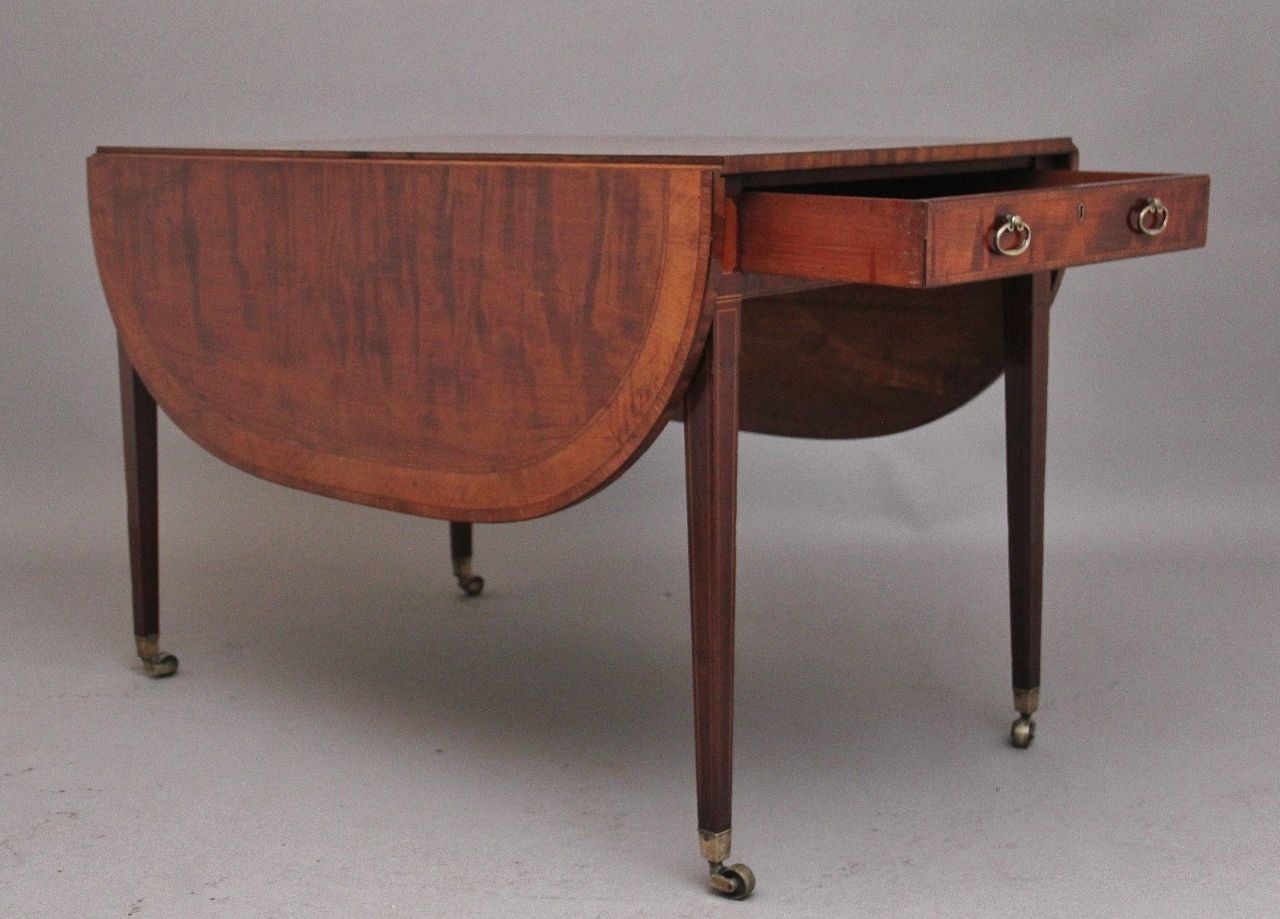 Furniture Large Early 19th Century Inlaid Mahogany Pembroke Table photo