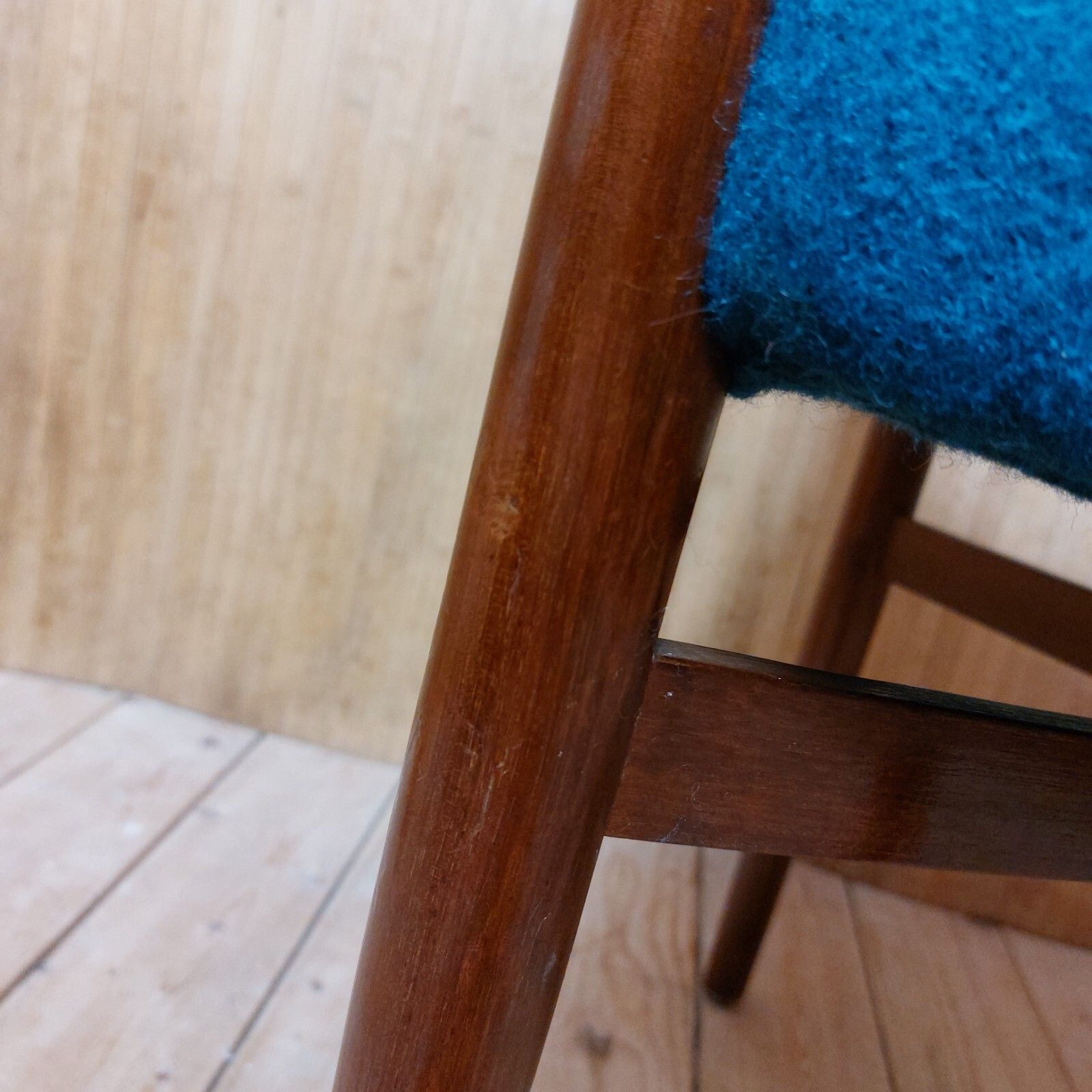 Fab Vintage Mid Century Danish Teak Rosewood Desk Office Armchair Teal Blue Wool photo 345.0