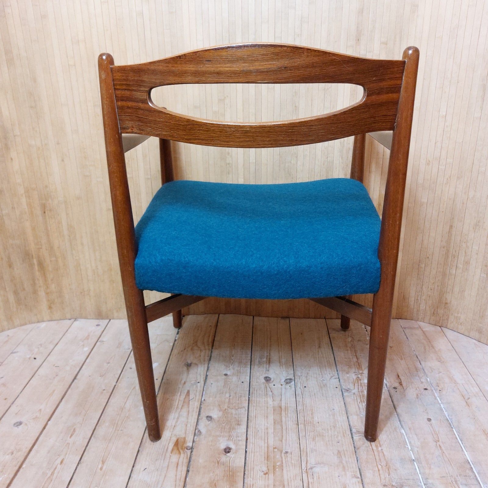 photo buy Fab Vintage Mid Century Danish Teak Rosewood Desk Office Armchair Teal Blue Wool