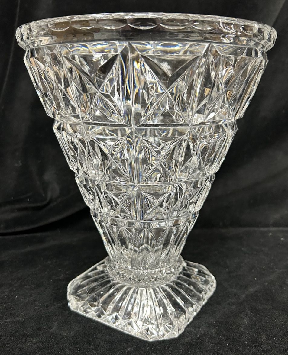 Vintage Heavy Cut Crystal Ice Bucket / Vase Trumpet Shaped