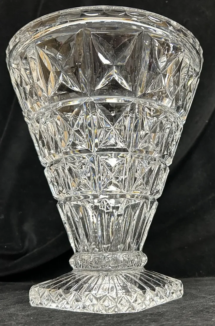 Vintage Heavy Cut Crystal Ice Bucket / Vase Trumpet Shaped photo 65.0
