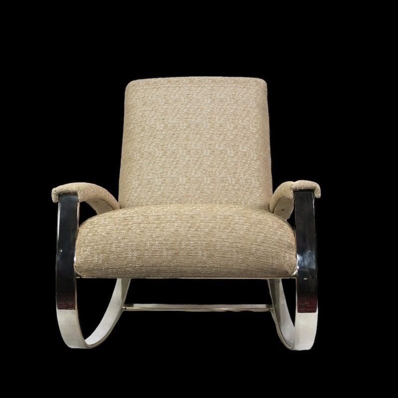 Large And Impressive  Mid Century Italian Guido Faleschini Gilt Metal Lounge Rocking Chair Fully Restored And Upholstered photo furniture