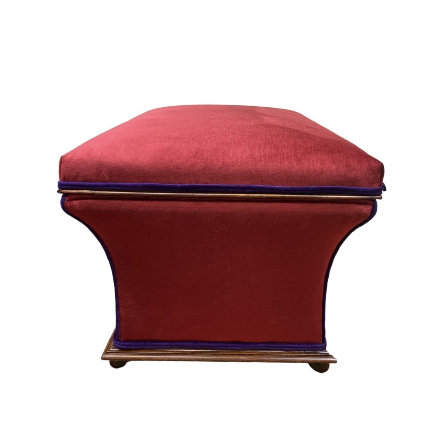 Large Victorian Concave Ottoman  In Walnut Fully Restored Ands Upholstered In Italian Made Velvet With A Tassel photo vintage