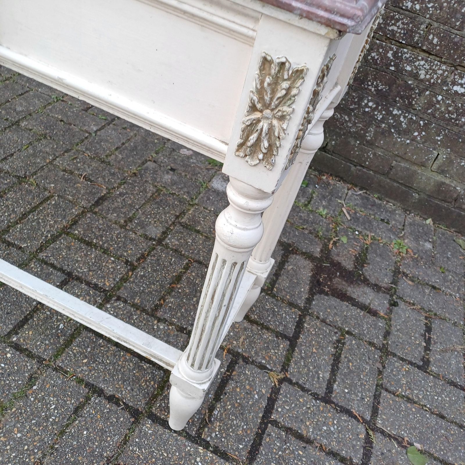 Striking Late Victorian Painted Shabby Chic Marble Topped Side Table Washstand Dressing Table photo vintage