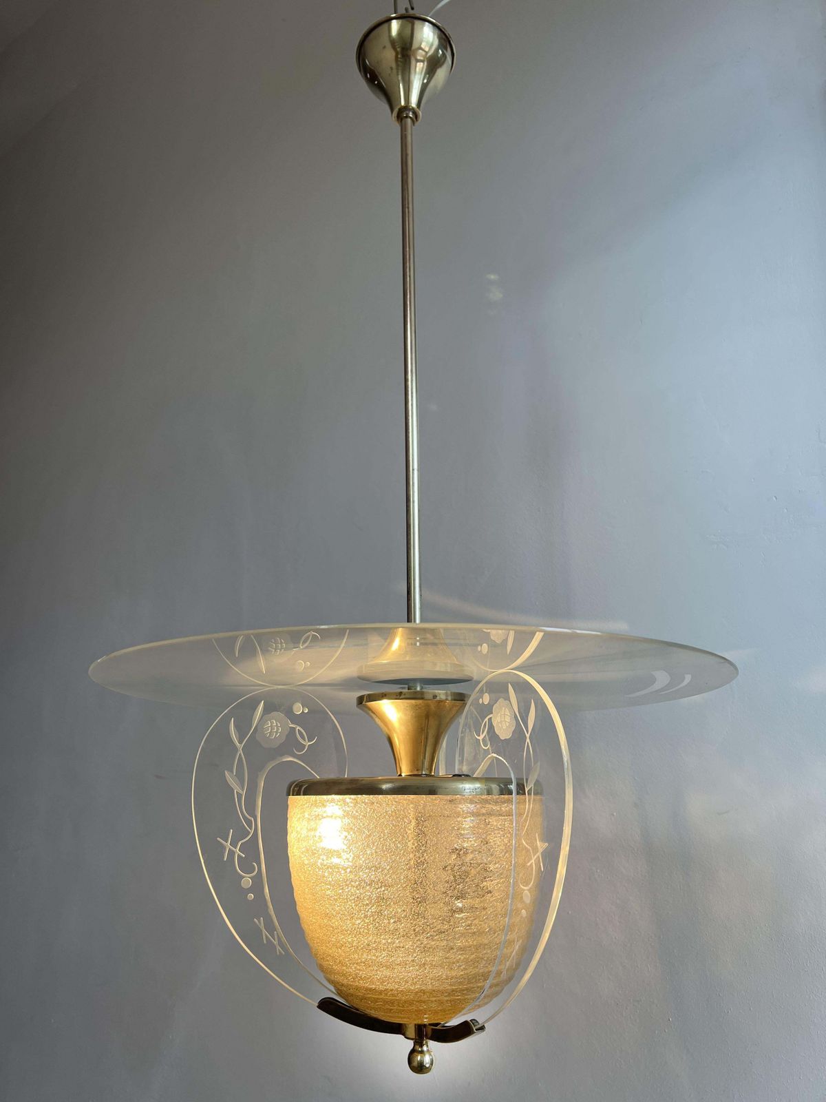 Very Rare Italian Chandelier By Barovier & Toso, Murano, 1950s photo vintage