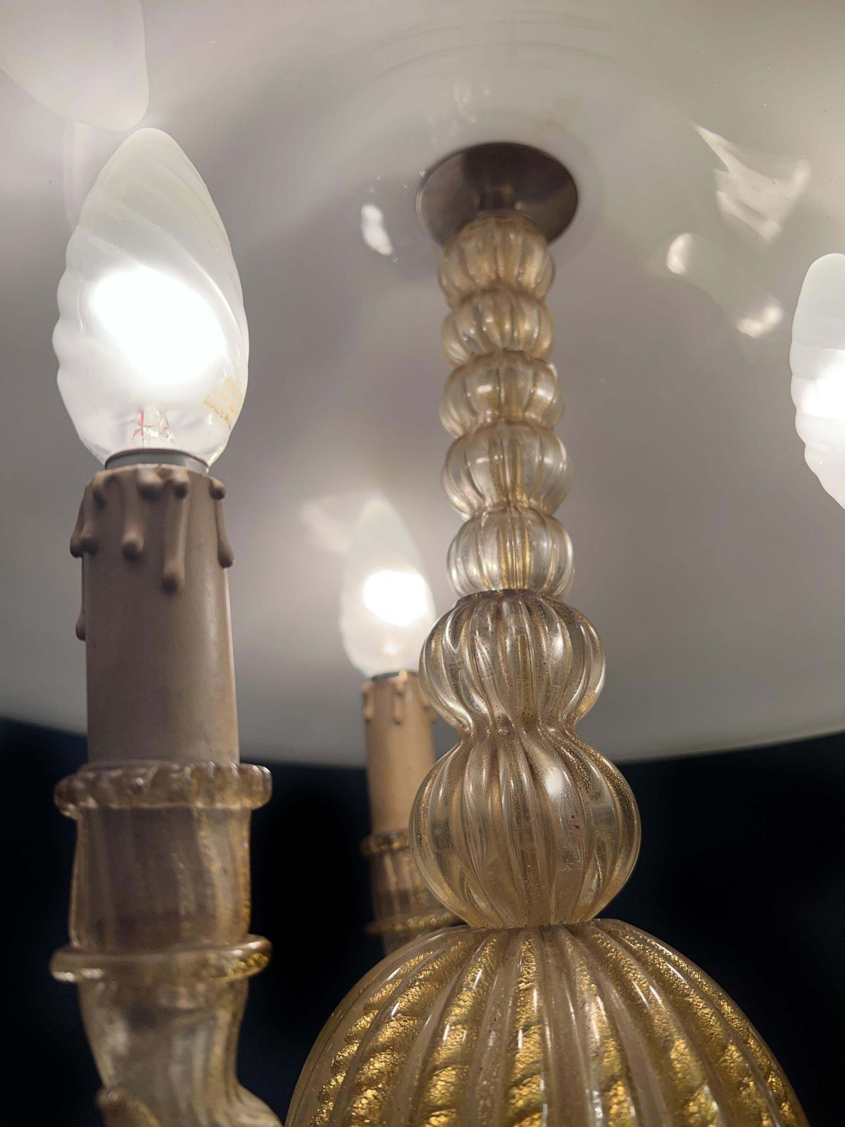 Italian Chandelier Gold Inclusion By Barovier & Toso, Murano, 1940s photo buy