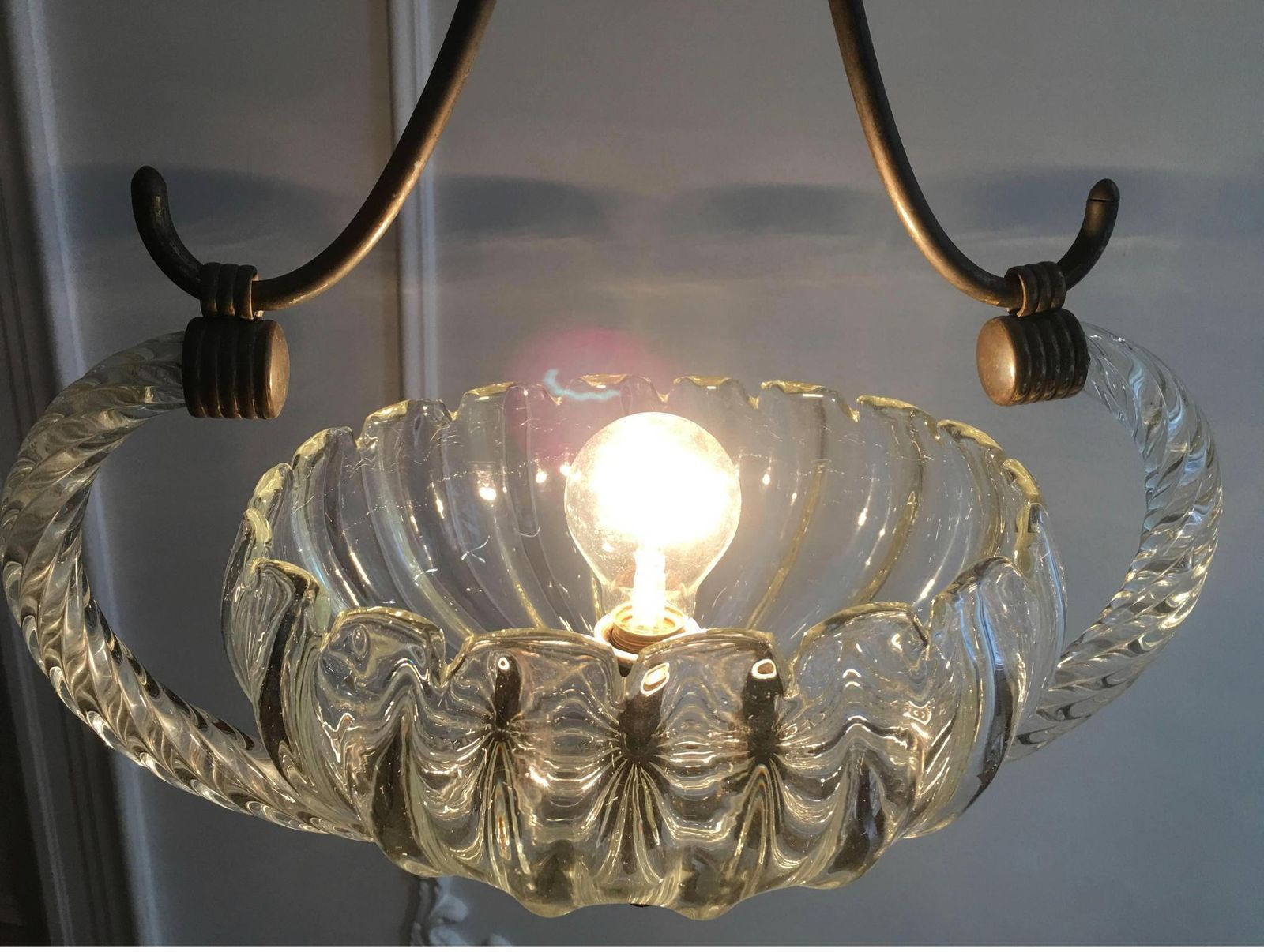 Art Deco Italian Chandelier By Ercole Barovier, Murano, 1940 photo 2307.0