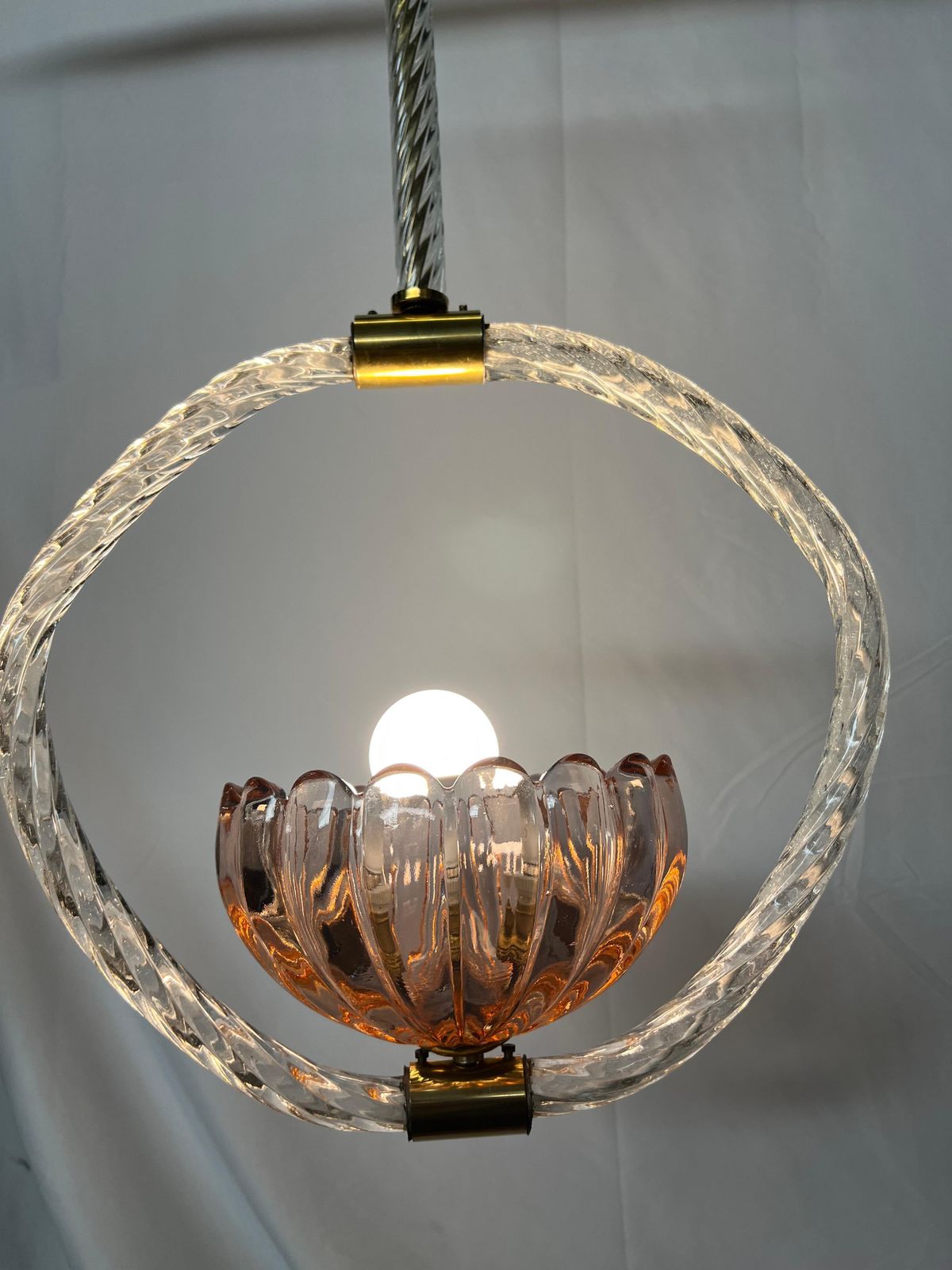 Charming Pink Pendant Chandelier By Barovier & Toso, Murano, 1940s photo furniture