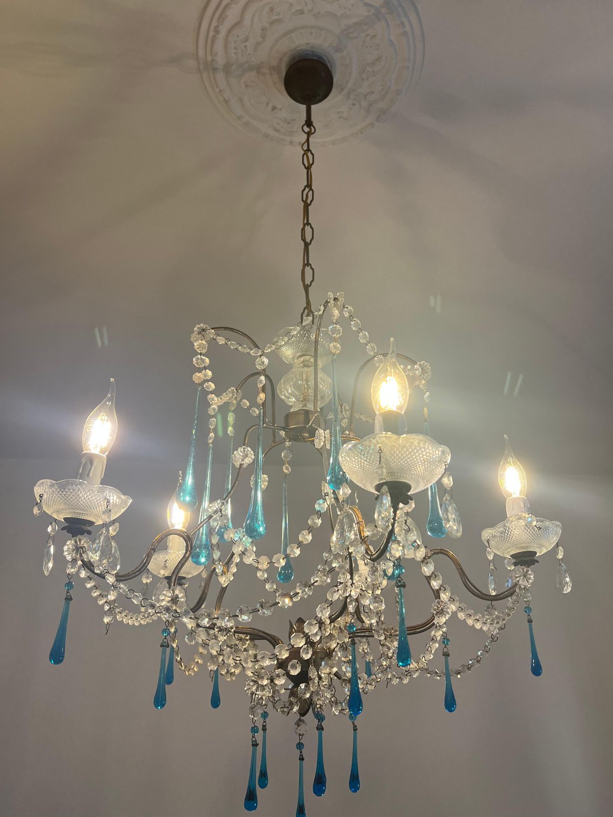 Greta Garbo's Tears Murano Chandelier 1980s photo for sale