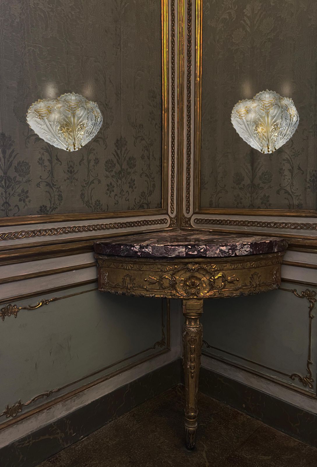 Luxurious Pair Of Wall Lamps Style Barovier & Toso, Murano, 1980s photo furniture