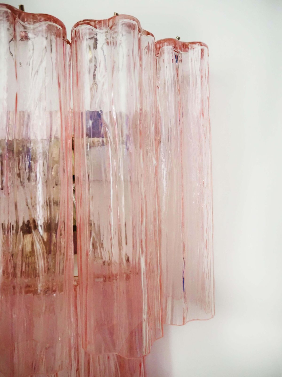 Fantastic Pair Of Murano Glass Tube Wall Sconces   13 Pink Glass Tube photo vinterior