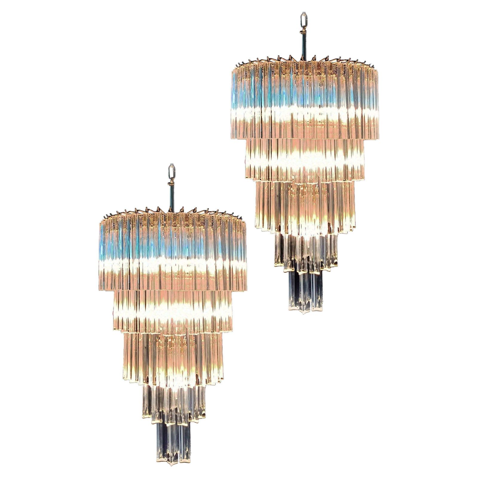 Beautiful Murano Glass Chandeliers   111 Transparent Triedri